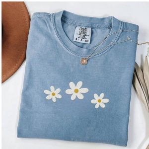 Embroidered Colors Daisy Shirt Flower T-Shirt