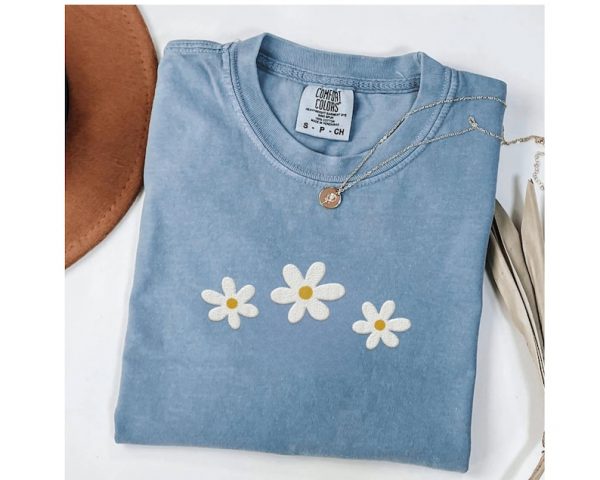 Embroidered Colors Daisy Shirt Flower T-Shirt