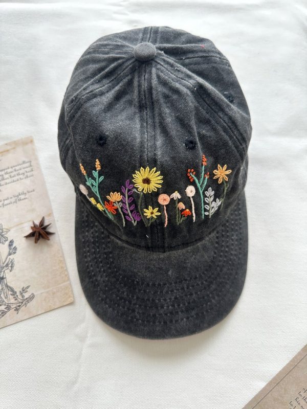 Colorful Flower Garden Embroidered Baseball Cap - Image 3