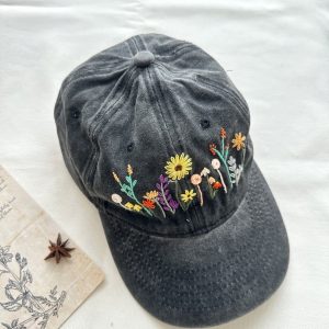 Colorful Flower Garden Embroidered Baseball Cap