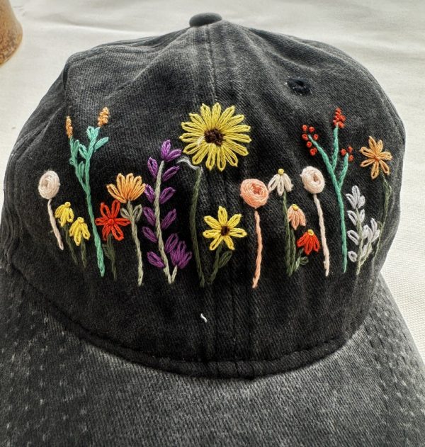 Colorful Flower Garden Embroidered Baseball Cap - Image 2