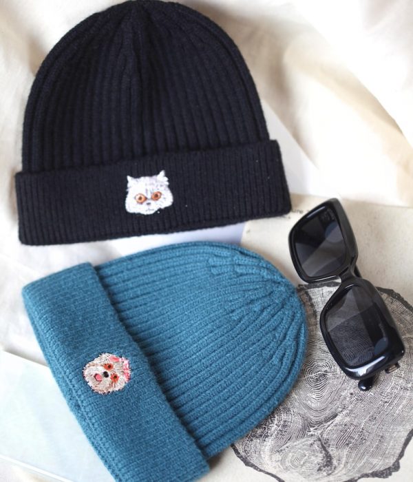 Embroidered Pet Portrait Beanie