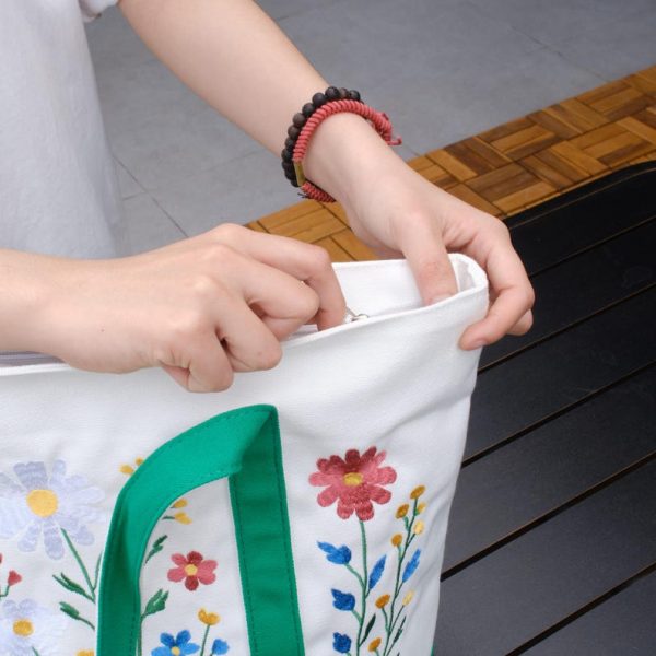 Flower Garden Embroidered Tote Bag - Image 3