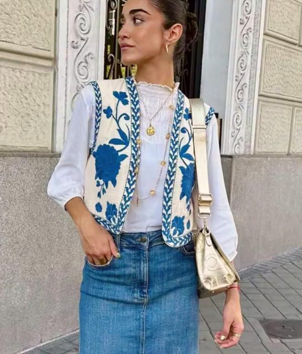Boho Floral Embroidered Vest