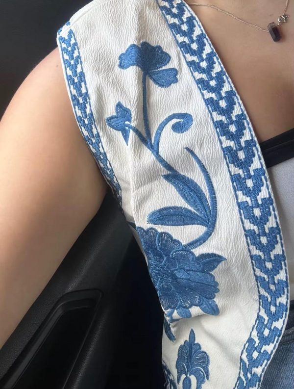 Boho Floral Embroidered Vest - Image 2