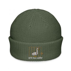 Embroidered Chickadee Bird Fisherman Beanie
