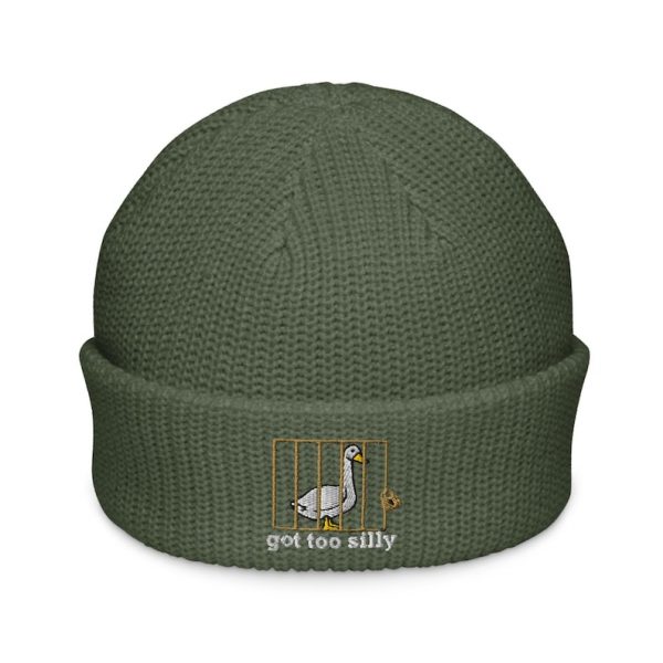 Embroidered Chickadee Bird Fisherman Beanie