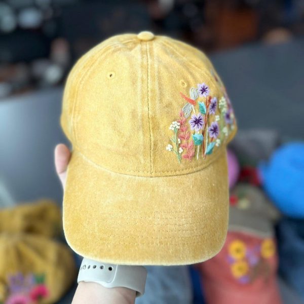 Dragonfly Hand Embroidery Washed Hat - Image 3
