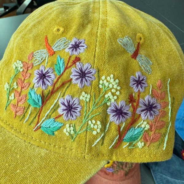 Dragonfly Hand Embroidery Washed Hat - Image 2